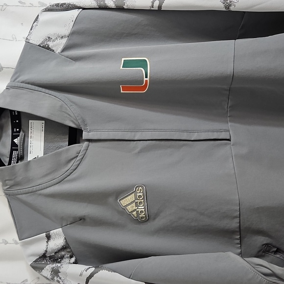 MIAMI HURRICANES ADIDAS LS GREY DRI-FIT JACKET SHIRT SIZE MEDIUM - Picture 2 of 7
